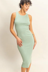 HYFVE Ribbed Round Neck Sleeveless Knit Midi Dress - Brittney MADE