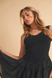 Aemi+Co Frill Sleeveless Drop Waist Mini Dress - Brittney MADE