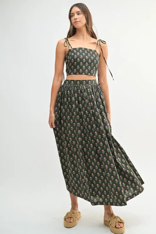 MABLE Floral Crop Top and Skirt Set - Brittney MADE