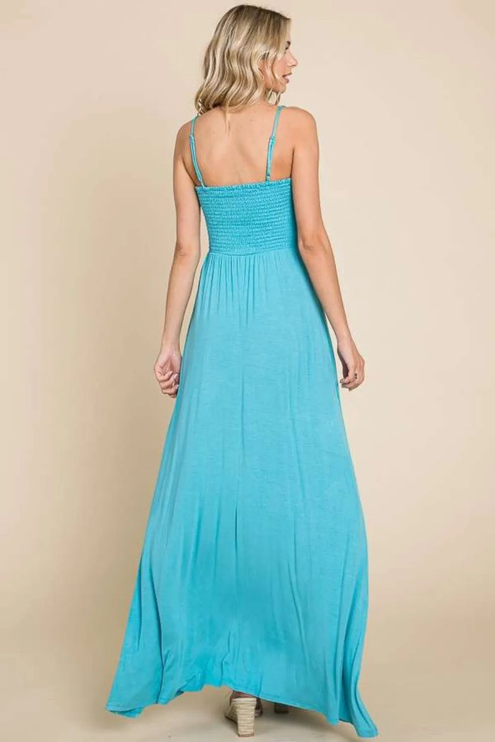 Culture Code Full Size Smocked Cami Maxi Dress with Pockets - Brittney MADE