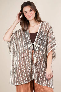 VERY J Striped Poncho Boho Cardigan - Brittney MADE
