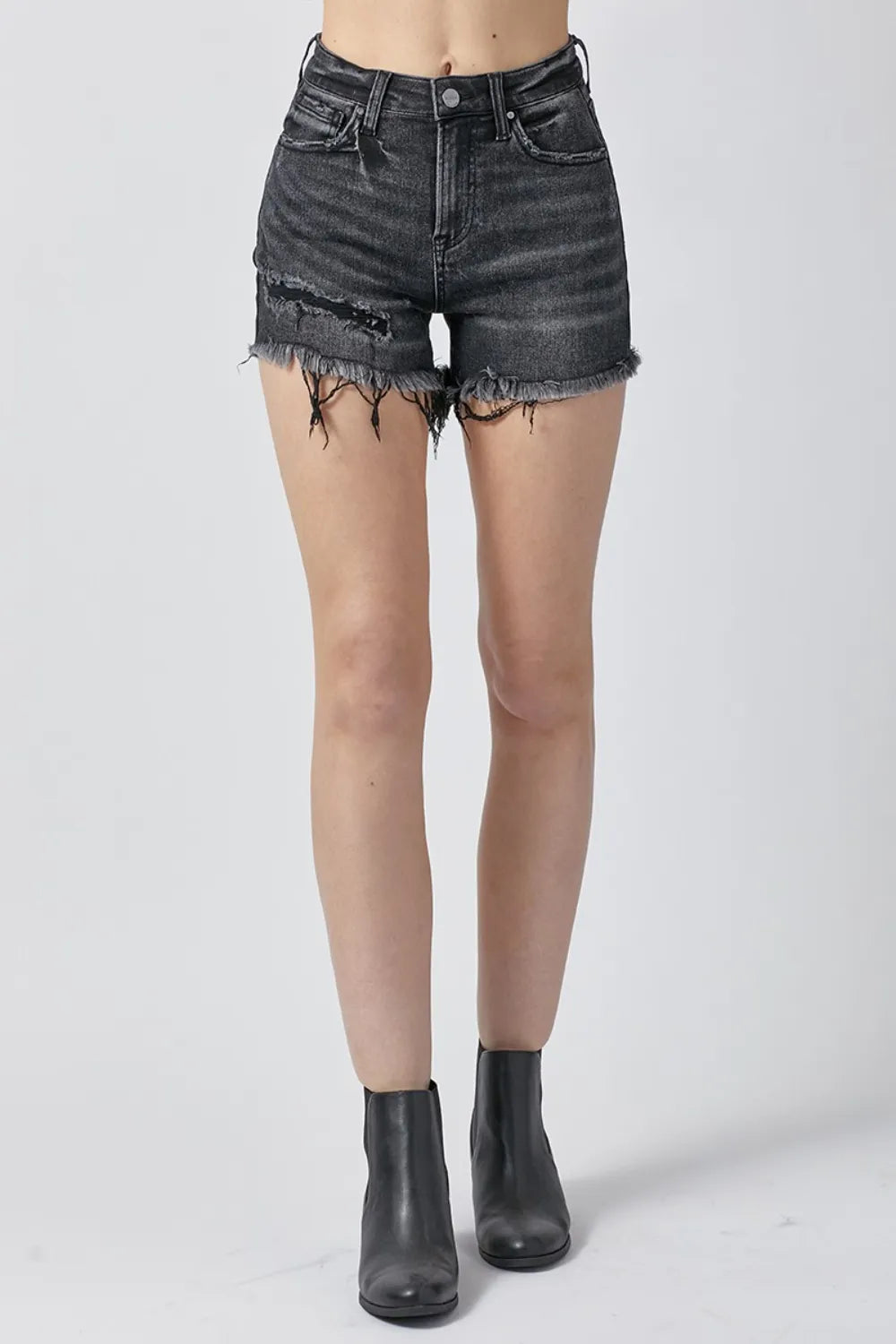 RISEN Raw Hem Denim Shorts with Pockets - Brittney MADE