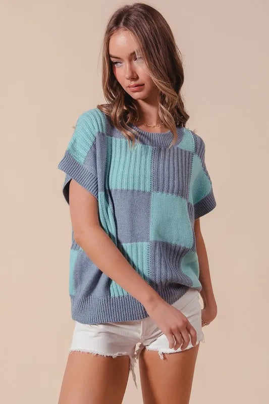 SO ME Check Plaid Casual Sweater Top - Brittney MADE