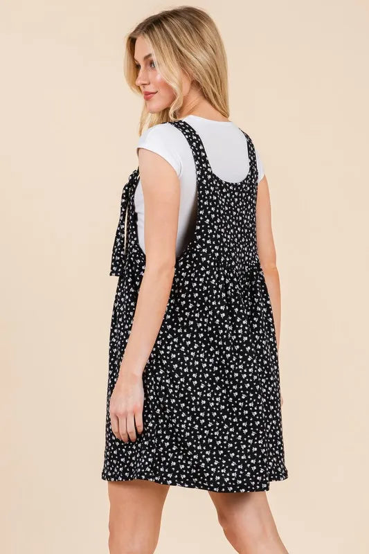 BOMBOM Floral Print Overalls with Pockets - Brittney MADE