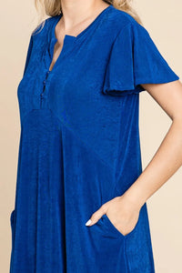 Culture Code Full Size Short Sleeve Ruffled Asymmetric Hem Dress - Brittney MADE