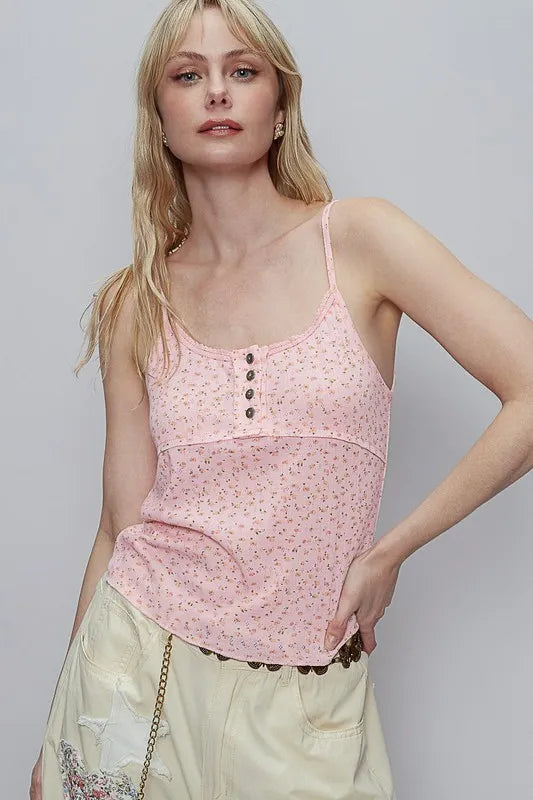 POL Floral Scoop Neck Adjustable Strap Cami - Brittney MADE