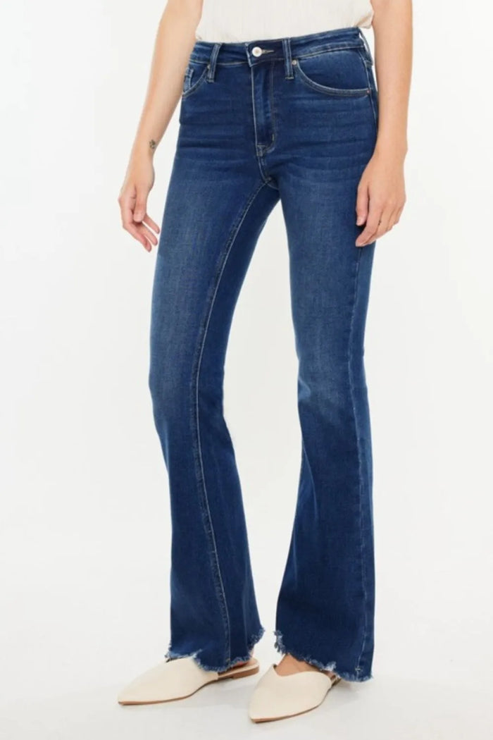 Kancan Cat's Whiskers Raw Hem Flare Jeans - Brittney MADE