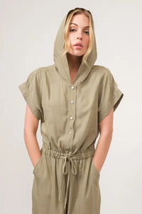 And The Why Washed Short Sleeve Hooded Jumpsuit - Brittney MADE