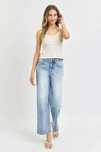RISEN Full Size Tummy Control High Rise Crop Wide Leg Jeans - Brittney MADE