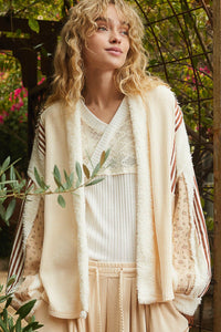POL Open Front Waffle Knit Fleece Mix Cardigan - Brittney MADE