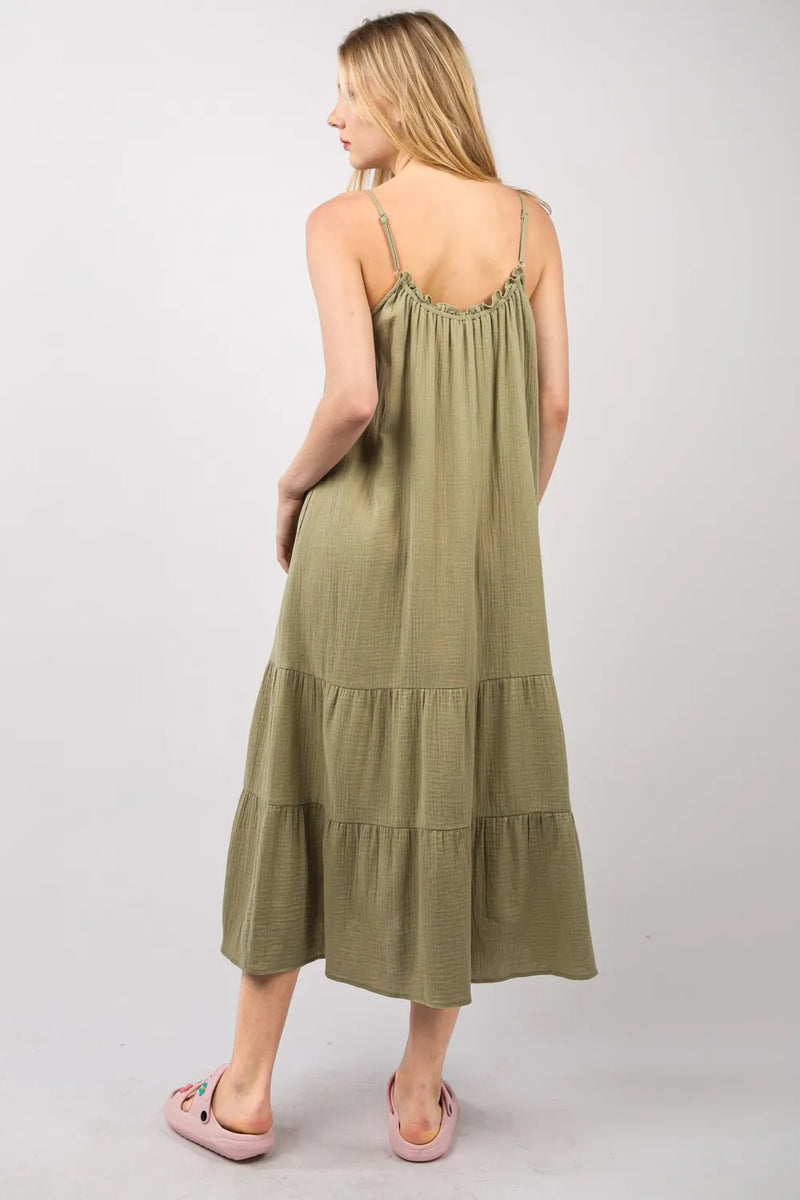VERY J Ruffled A-Line Midi Cami Dress - Brittney MADE