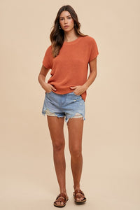 Annie Wear Round Neck Short Sleeve Sweater - Brittney MADE