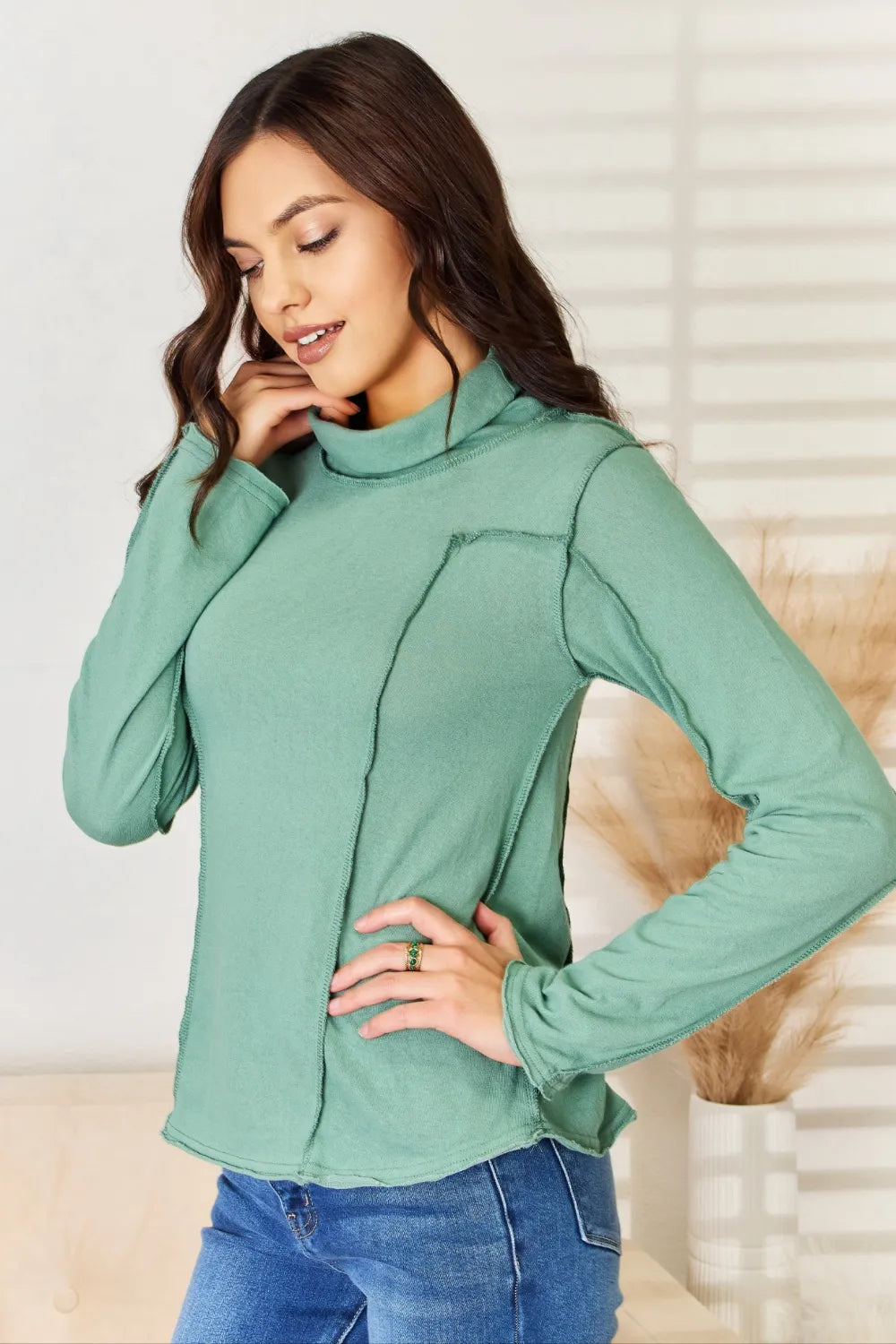 POL Exposed Seam Long Sleeve Knit Top - Brittney MADE