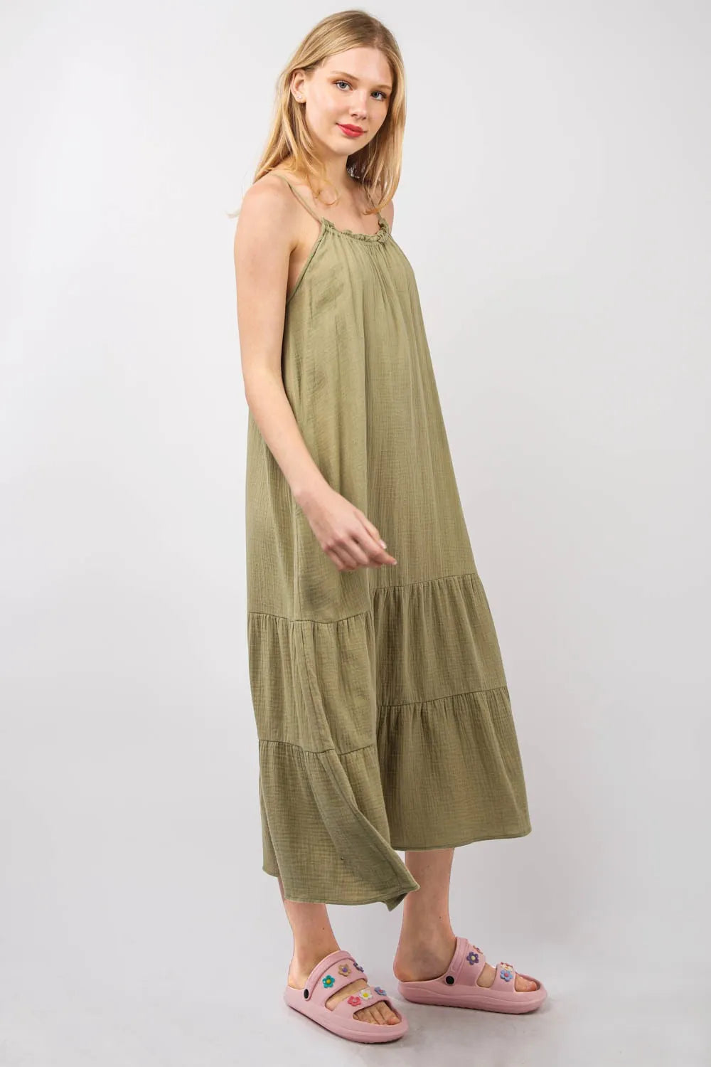 VERY J Ruffled A-Line Midi Cami Dress - Brittney MADE