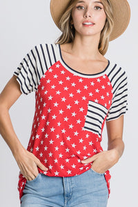 Heimish Full Size Star & Striped Round Neck Short Sleeve T-Shirt Plus Size - Brittney MADE