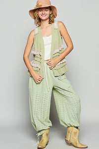 POL Ruffled Open Front Sleeveless Cardigan - Brittney MADE
