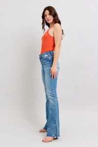 Judy Blue HW Tummy Control Vintage Wash Side Slit Slim Boot Jeans - Brittney MADE