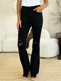 Judy Blue Full Size High Waist Distressed Flare Jeans - Brittney MADE