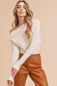 Aemi + Co One Shoulder Long Sleeve Knit Top - Brittney MADE