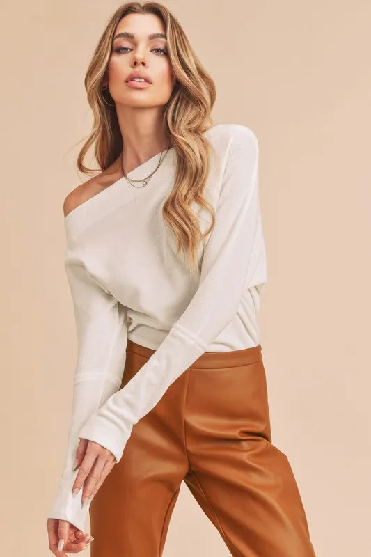Aemi + Co One Shoulder Long Sleeve Knit Top - Brittney MADE
