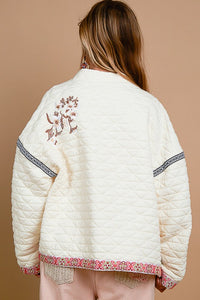 POL Embroidered Open Front Long Sleeve Jacket - Brittney MADE