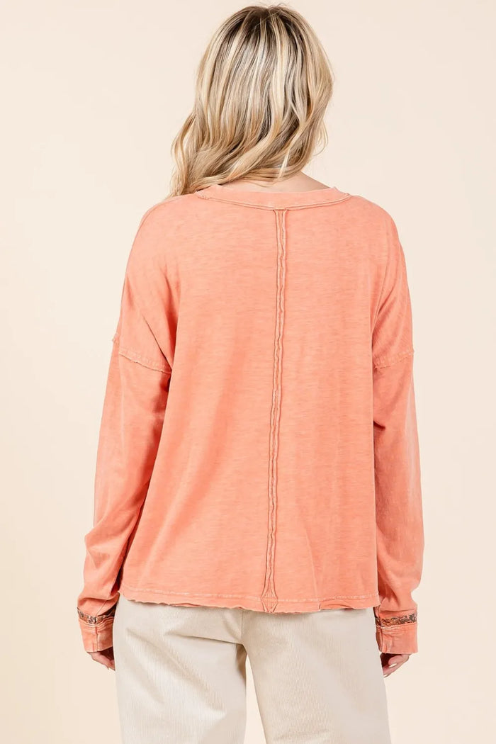 Mittoshop Mineral Wash Star Patch Long Sleeve T-Shirt - Brittney MADE
