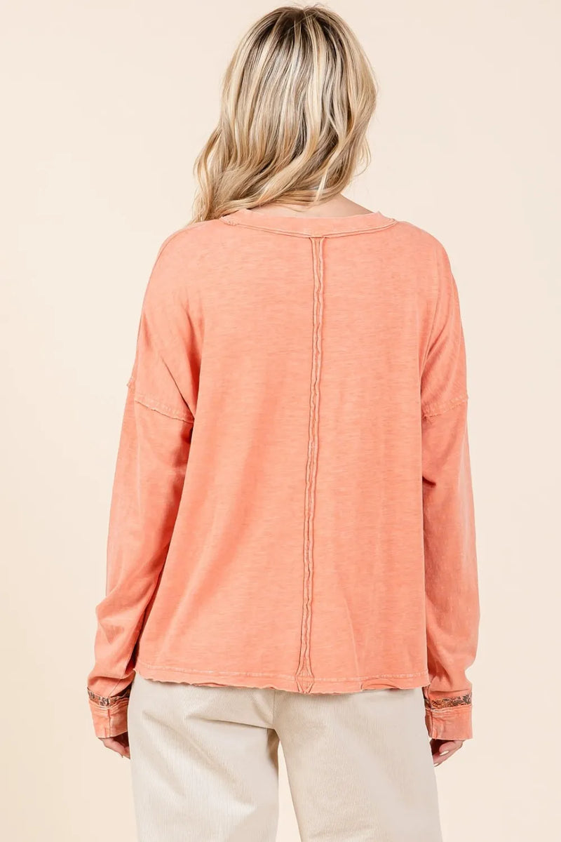 Mittoshop Mineral Wash Star Patch Long Sleeve T-Shirt - Brittney MADE