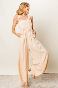 BiBi Texture Sleeveless Wide Leg Jumpsuit - Brittney MADE
