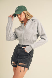 Aemi + Co Zip Up Raglan Sleeve Cropped Hoodie - Brittney MADE