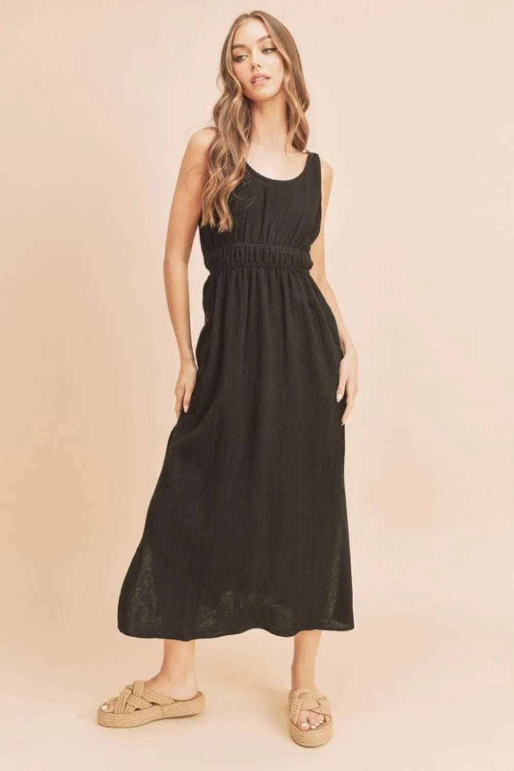 Aemi + Co Side Slit Round Neck Sleeveless Tank Dress - Brittney MADE