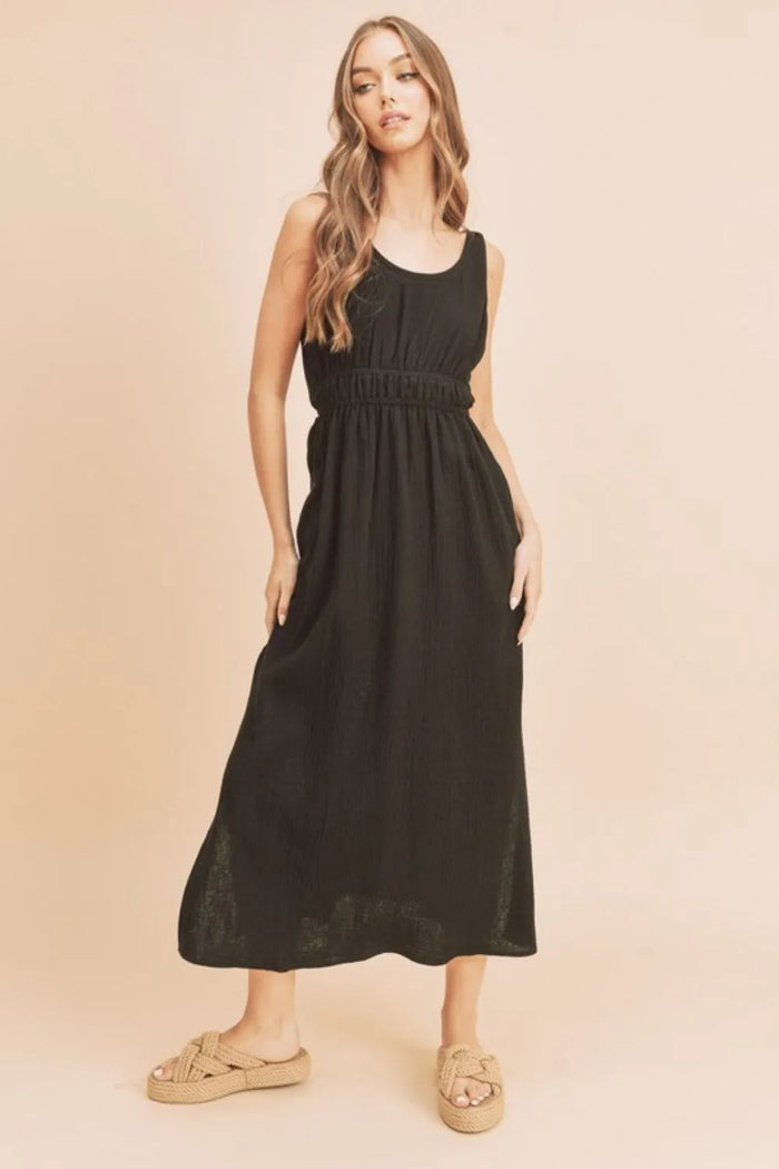 Aemi + Co Side Slit Round Neck Sleeveless Tank Dress - Brittney MADE