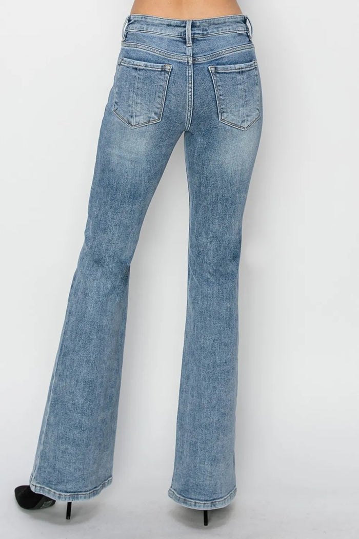 RISEN Full Size Mid Rise Bootcut Jeans - Brittney MADE