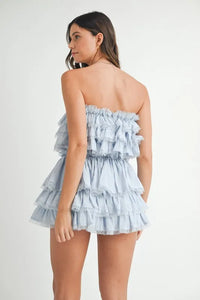 MABLE Ruffle Layered Crop Top and Mini Skirt Set - Brittney MADE
