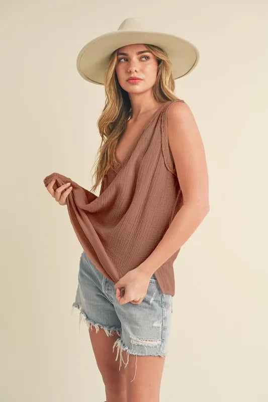 Aemi + Co V-Neck Wide Strap Tank - Brittney MADE