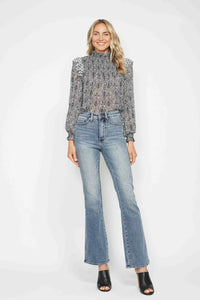 Judy Blue Full Size Tummy Control Back Embroidered Pocketed Bootcut Jeans Plus Size - Brittney MADE