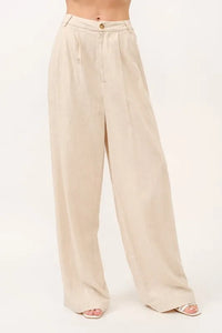 And The Why High-Rise Wide Leg Linen Blended Pants - Brittney MADE