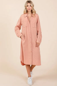 Mittoshop Button Down Long Sleeve Shirt Dress - Brittney MADE