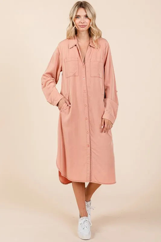 Mittoshop Button Down Long Sleeve Shirt Dress - Brittney MADE