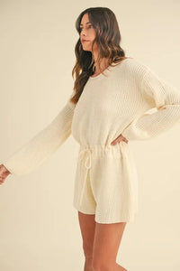 MABLE Round Neck Long Sleeve Sweater Romper - Brittney MADE
