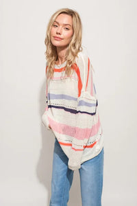 And The Why Abstract Striped Light Weight Loose Sweater - Brittney MADE