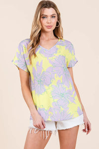 BOMBOM Floral Short Sleeve T-Shirt - Brittney MADE