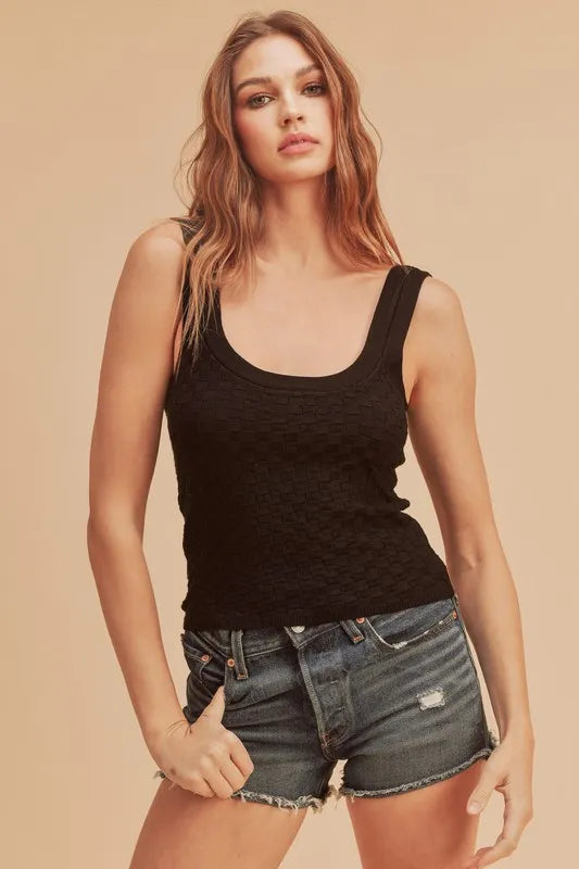 Aemi + Co Scoop Neck Wide Strap Knit Tank - Brittney MADE