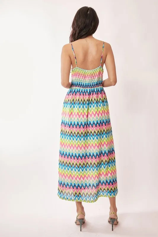 Davi & Dani Multi Color Crochet Lace Midi Dress - Brittney MADE