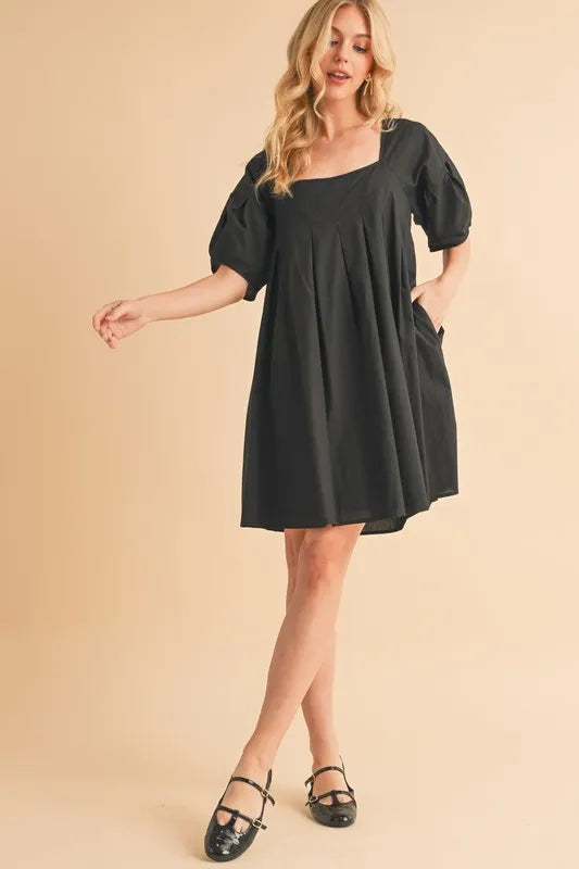 Aemi + Co Square Neck Babydoll Dress with Pockets - Brittney MADE