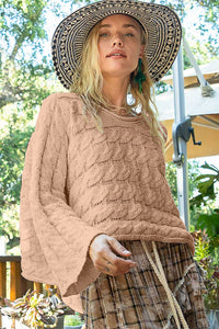 POL Round Neck Cable Knit Cropped Sweater - Brittney MADE