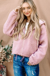 And The Why Sherpa Drawstring Cropped Hooded Jacket - Brittney MADE