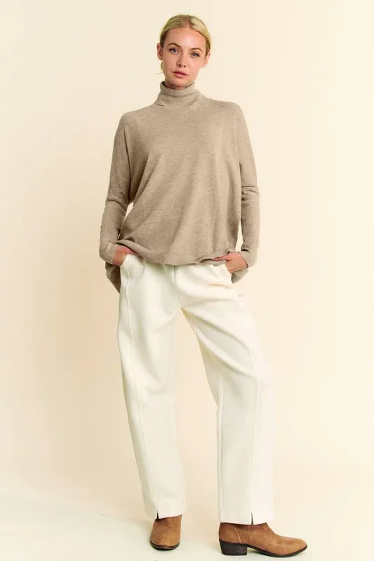 Davi & Dani Turtleneck Long Sleeve Knit Top - Brittney MADE