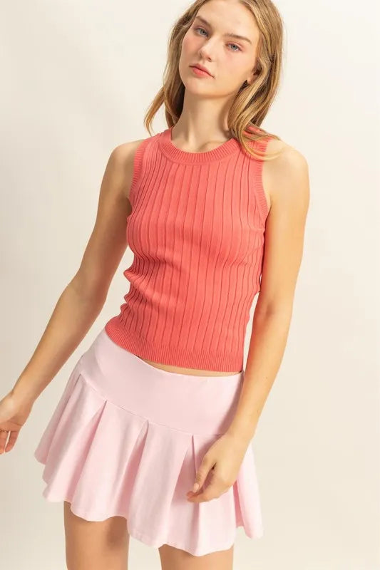 HYFVE Stretchy Ribbed Round Neck Sweater Tank - Brittney MADE