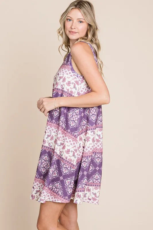 BOMBOM Bohemian Print Sleeveless Dress - Brittney MADE