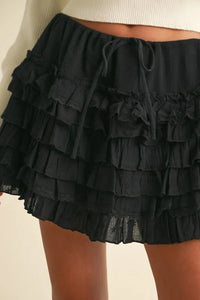 MABLE Ruffle Detailed Cotton Gauze Tiered Mini Skirt - Brittney MADE